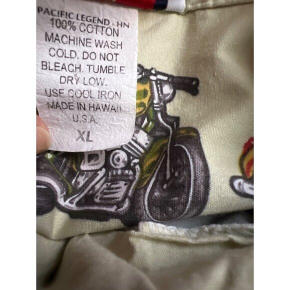 Pacific Legend Vintage Hawaiian Aloha Button Up Shirt XL Pocket Motorcycles USA - Picture 8 of 8
